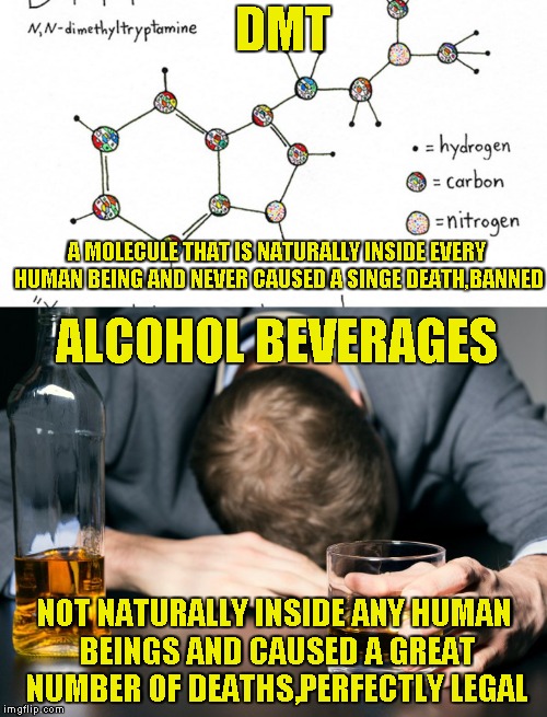 DMT NOT NATURALLY INSIDE ANY HUMAN BEINGS AND CAUSED A GREAT NUMBER OF DEATHS,PERFECTLY LEGAL A MOLECULE THAT IS NATURALLY INSIDE EVERY HUMA | made w/ Imgflip meme maker