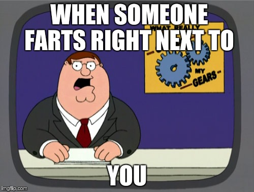 Peter Griffin News Meme | WHEN SOMEONE FARTS RIGHT NEXT TO; YOU | image tagged in memes,peter griffin news | made w/ Imgflip meme maker