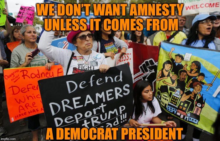 WE DON’T WANT AMNESTY UNLESS IT COMES FROM A DEMOCRAT PRESIDENT | made w/ Imgflip meme maker