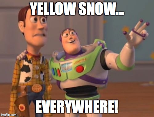 X, X Everywhere | YELLOW SNOW... EVERYWHERE! | image tagged in memes,x x everywhere | made w/ Imgflip meme maker