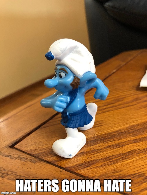HATERS GONNA HATE | image tagged in memes,smurfs,haters gonna hate | made w/ Imgflip meme maker