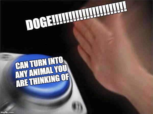 Blank Nut Button | DOGE!!!!!!!!!!!!!!!!!!!!!! CAN TURN INTO ANY ANIMAL YOU ARE THINKING OF | image tagged in memes,blank nut button | made w/ Imgflip meme maker