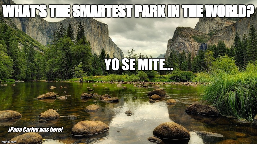 WHAT'S THE SMARTEST PARK IN THE WORLD? YO SE MITE... ¡Papa Carlos was here! | image tagged in papa carlos was here | made w/ Imgflip meme maker