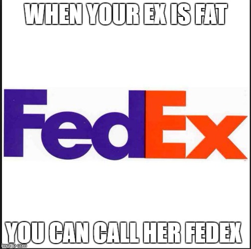 FedEx | WHEN YOUR EX IS FAT; YOU CAN CALL HER FEDEX | image tagged in fedex | made w/ Imgflip meme maker