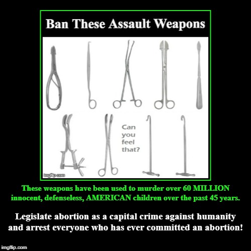 Ban These Assault Weapons | image tagged in demotivationals,not funny,abortion is murder,crimes against humanity,capital murder | made w/ Imgflip demotivational maker