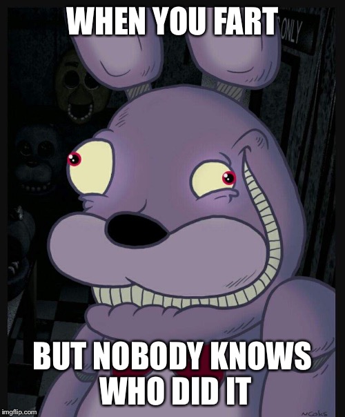 Hehe you farted | WHEN YOU FART; BUT NOBODY KNOWS WHO DID IT | image tagged in fart,fnaf | made w/ Imgflip meme maker