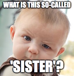 Skeptical Baby Meme | WHAT IS THIS SO-CALLED; 'SISTER'? | image tagged in memes,skeptical baby | made w/ Imgflip meme maker