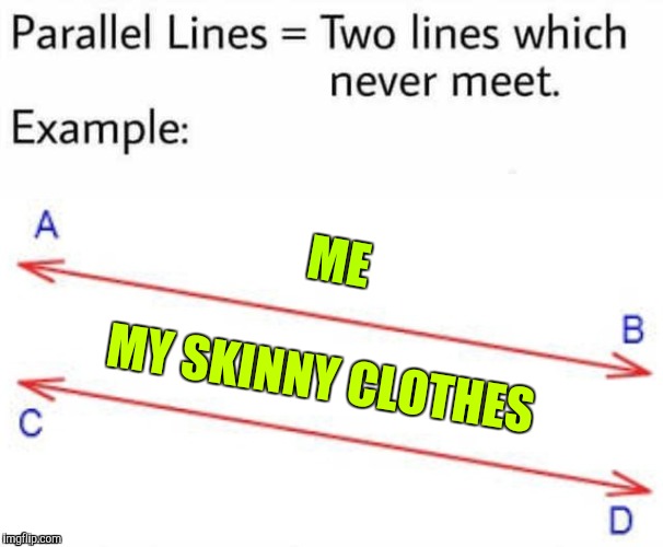 Parallel Lines | ME; MY SKINNY CLOTHES | image tagged in parallel lines | made w/ Imgflip meme maker