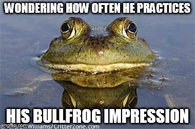 WONDERING HOW OFTEN HE PRACTICES HIS BULLFROG IMPRESSION | made w/ Imgflip meme maker