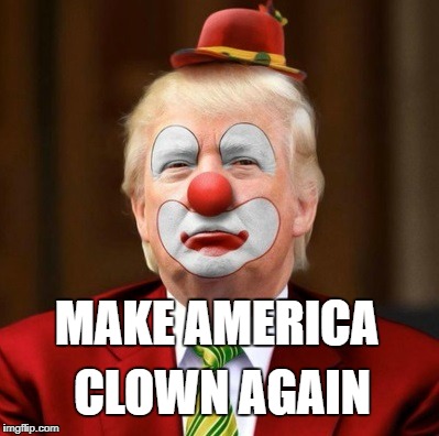 Clown Donald Trump | MAKE AMERICA; CLOWN AGAIN | image tagged in donald trump clown,stupid clown | made w/ Imgflip meme maker