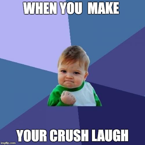 Success Kid | WHEN YOU  MAKE; YOUR CRUSH LAUGH | image tagged in memes,success kid | made w/ Imgflip meme maker