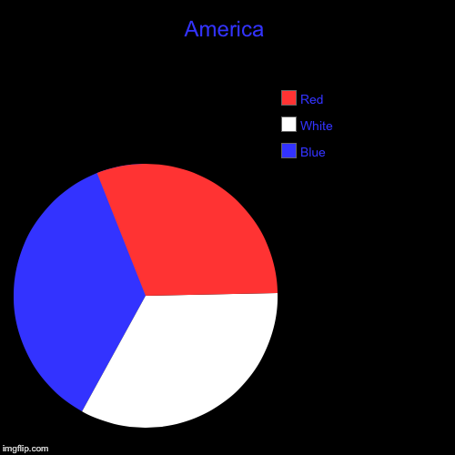 America | Blue, White , Red | image tagged in funny,pie charts | made w/ Imgflip chart maker