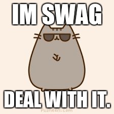 pusheen | IM SWAG; DEAL WITH IT. | image tagged in pusheen | made w/ Imgflip meme maker