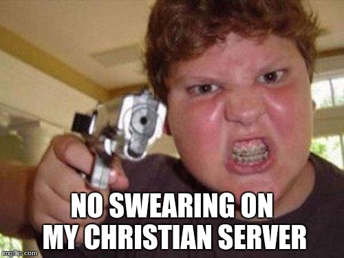 minecrafter | NO SWEARING ON MY CHRISTIAN SERVER | image tagged in minecrafter | made w/ Imgflip meme maker