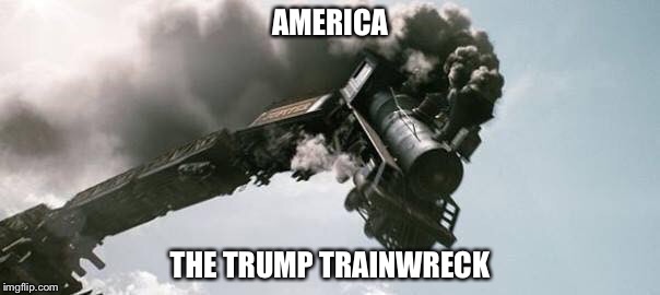 AMERICA; THE TRUMP TRAINWRECK | image tagged in scrotus,trump,murika | made w/ Imgflip meme maker