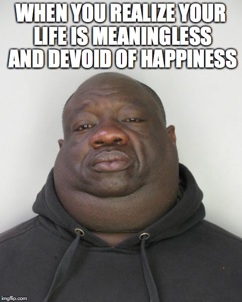 Life Sucks | WHEN YOU REALIZE YOUR LIFE IS MEANINGLESS AND DEVOID OF HAPPINESS | image tagged in life sucks | made w/ Imgflip meme maker