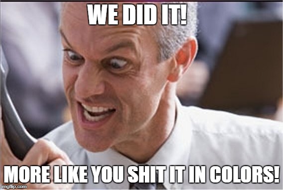 Rining | WE DID IT! MORE LIKE YOU SHIT IT IN COLORS! | image tagged in rining | made w/ Imgflip meme maker