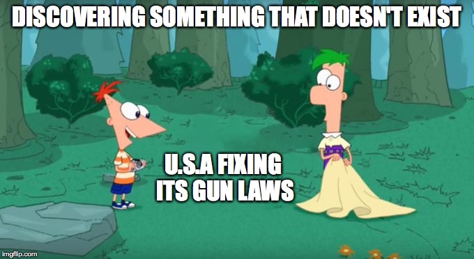 Discovering Something That Doesn't Exist | DISCOVERING SOMETHING THAT DOESN'T EXIST; U.S.A FIXING ITS GUN LAWS | image tagged in discovering something that doesn't exist | made w/ Imgflip meme maker