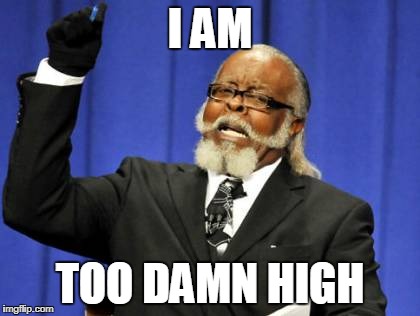 Too Damn High | I AM; TOO DAMN HIGH | image tagged in memes,too damn high | made w/ Imgflip meme maker