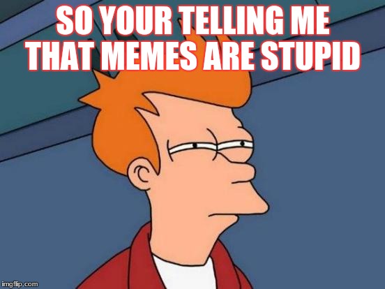 Futurama Fry | SO YOUR TELLING ME THAT MEMES ARE STUPID | image tagged in memes,futurama fry | made w/ Imgflip meme maker