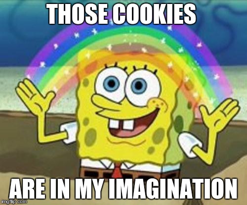 Sponge Bob | THOSE COOKIES; ARE IN MY IMAGINATION | image tagged in sponge bob | made w/ Imgflip meme maker