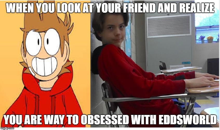 Please Help Me I Think I'm Going Insane | WHEN YOU LOOK AT YOUR FRIEND AND REALIZE; YOU ARE WAY TO OBSESSED WITH EDDSWORLD | image tagged in eddsworld,i'm sorry | made w/ Imgflip meme maker