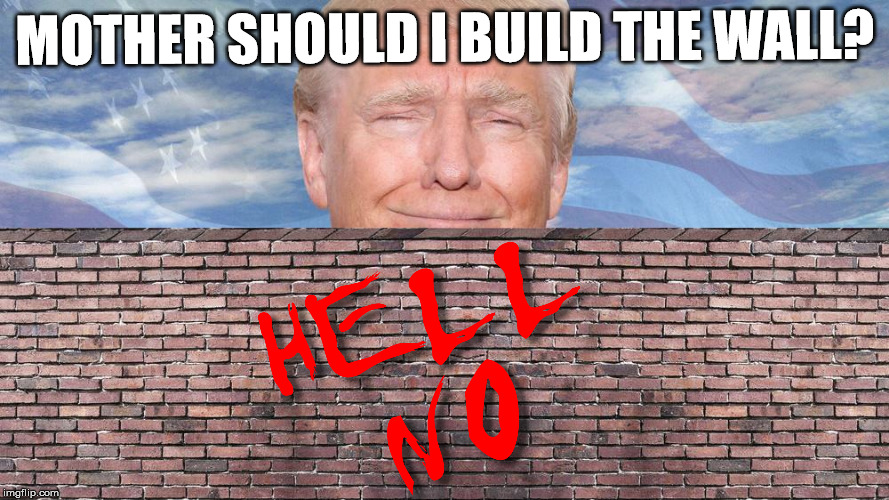 Nor Should He Have Run For President | MOTHER SHOULD I BUILD THE WALL? | image tagged in trump wall | made w/ Imgflip meme maker