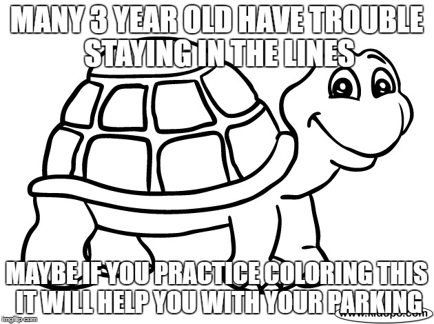 Parking | MANY 3 YEAR OLD HAVE TROUBLE STAYING IN THE LINES; MAYBE IF YOU PRACTICE COLORING THIS IT WILL HELP YOU WITH YOUR PARKING | image tagged in skills | made w/ Imgflip meme maker