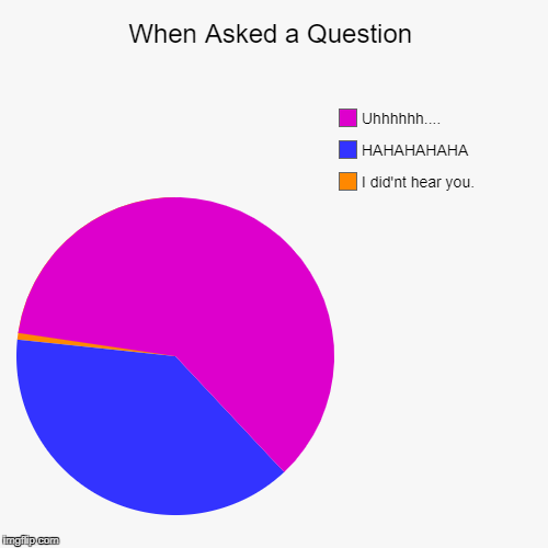 When Asked a Question | I did'nt hear you., HAHAHAHAHA, Uhhhhhh.... | image tagged in funny,pie charts | made w/ Imgflip chart maker