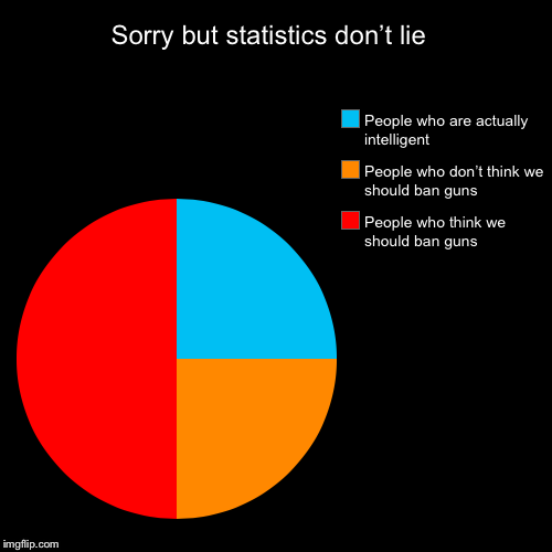 Sadly they don’t  | Sorry but statistics don’t lie  | People who think we should ban guns, People who don’t think we should ban guns , People who are actually i | image tagged in funny,pie charts,gun control | made w/ Imgflip chart maker