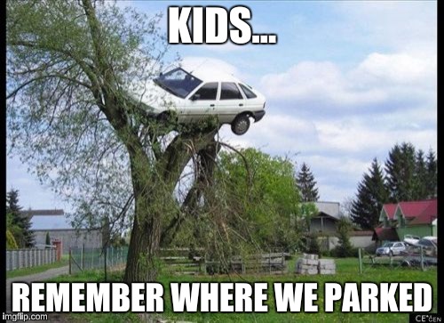 Secure Parking | KIDS... REMEMBER WHERE WE PARKED | image tagged in memes,secure parking | made w/ Imgflip meme maker