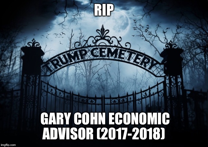 RIP Kellyanne Conway | RIP; GARY COHN ECONOMIC ADVISOR (2017-2018) | image tagged in trumps economic  advisor,trump administration,rip,gary cohn | made w/ Imgflip meme maker