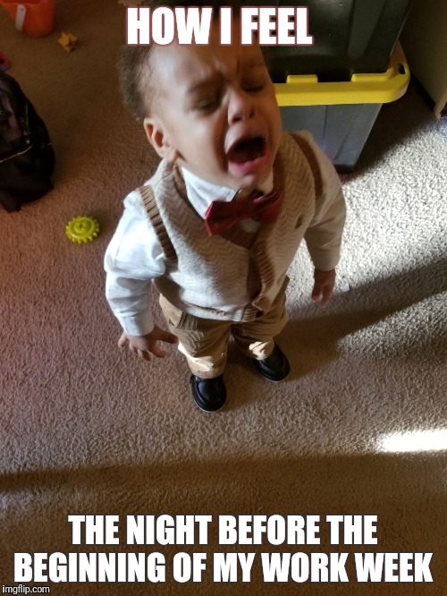 HOW I FEEL; THE NIGHT BEFORE THE BEGINNING OF MY WORK WEEK | image tagged in butt butt | made w/ Imgflip meme maker