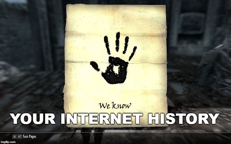 skyrim: We know | YOUR INTERNET HISTORY | image tagged in skyrim we know | made w/ Imgflip meme maker