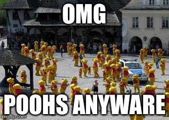 Pooh Everywhere! | OMG; POOHS ANYWARE | image tagged in pooh everywhere,winnie the pooh,pooh | made w/ Imgflip meme maker