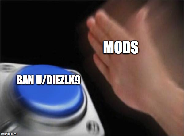 Blank Nut Button Meme | MODS; BAN U/DIEZLK9 | image tagged in memes,blank nut button | made w/ Imgflip meme maker