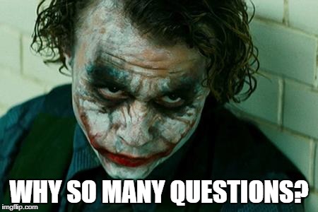 The Joker Really | WHY SO MANY QUESTIONS? | image tagged in the joker really | made w/ Imgflip meme maker