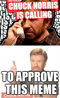 CHUCK NORRIS IS CALLING; TO APPROVE THIS MEME | image tagged in chuck norris | made w/ Imgflip meme maker