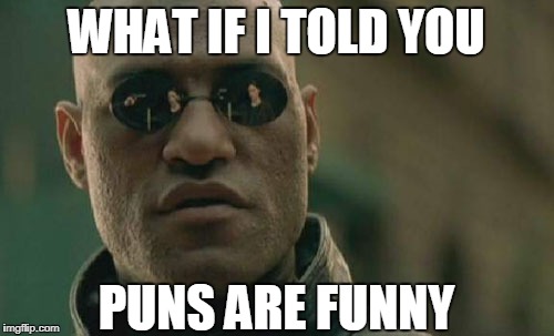 Matrix Morpheus Meme | WHAT IF I TOLD YOU PUNS ARE FUNNY | image tagged in memes,matrix morpheus | made w/ Imgflip meme maker