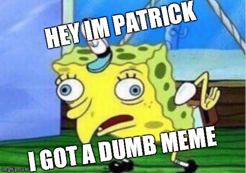 Mocking Spongebob Meme | HEY IM PATRICK; I GOT A DUMB MEME | image tagged in memes,mocking spongebob | made w/ Imgflip meme maker