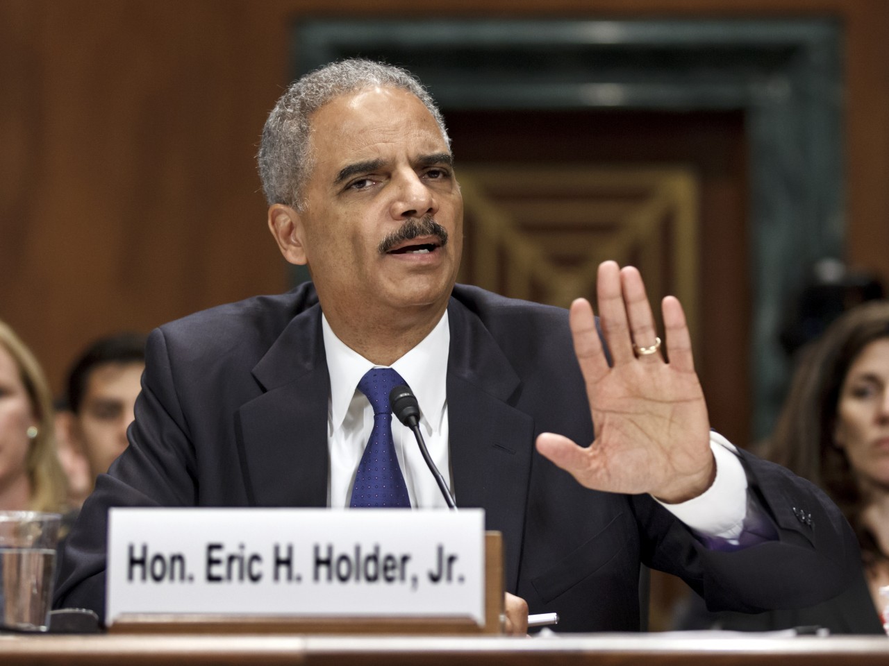 Eric Holder - 2 hand up Blank Meme Template