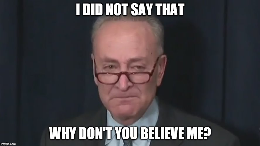 Chuck Schumer Crying | I DID NOT SAY THAT; WHY DON'T YOU BELIEVE ME? | image tagged in chuck schumer crying | made w/ Imgflip meme maker