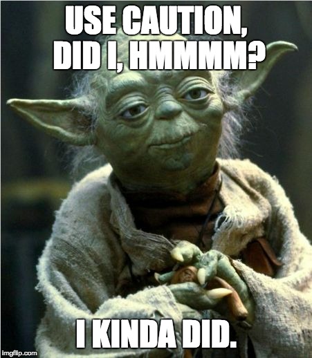 Jedi Master Yoda | USE CAUTION, DID I, HMMMM? I KINDA DID. | image tagged in jedi master yoda | made w/ Imgflip meme maker