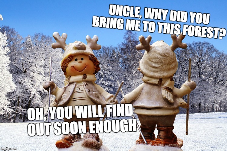 UNCLE, WHY DID YOU BRING ME TO THIS FOREST? OH, YOU WILL FIND OUT SOON ENOUGH | made w/ Imgflip meme maker