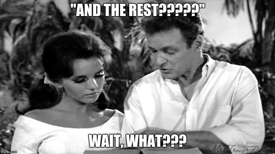 The Original theme song doesn't mention the professor nor Mary-Ann (Gilligan's Island Week) (Music Week) | "AND THE REST?????"; WAIT, WHAT??? | image tagged in gilligans island week,funny,memes | made w/ Imgflip meme maker
