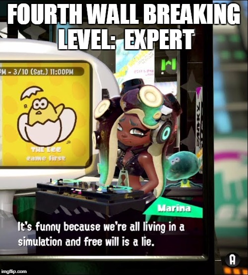 FOURTH WALL BREAKING LEVEL:

EXPERT | image tagged in splatoon | made w/ Imgflip meme maker