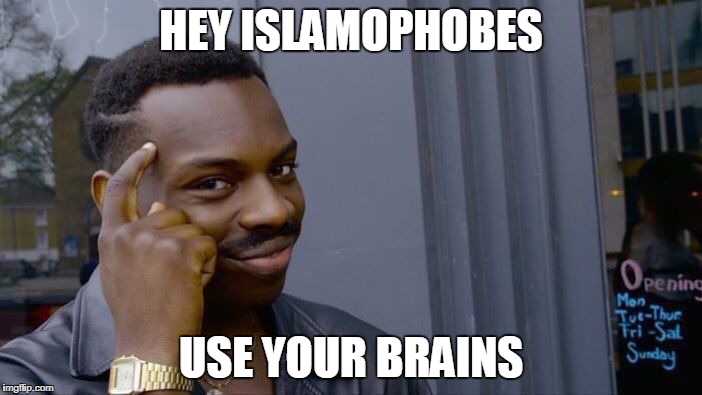 Roll Safe Think About It | HEY ISLAMOPHOBES; USE YOUR BRAINS | image tagged in memes,roll safe think about it,islamophobia,anti-islamophobia,brain,brains | made w/ Imgflip meme maker