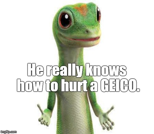 He really knows how to hurt a GEICO. | made w/ Imgflip meme maker