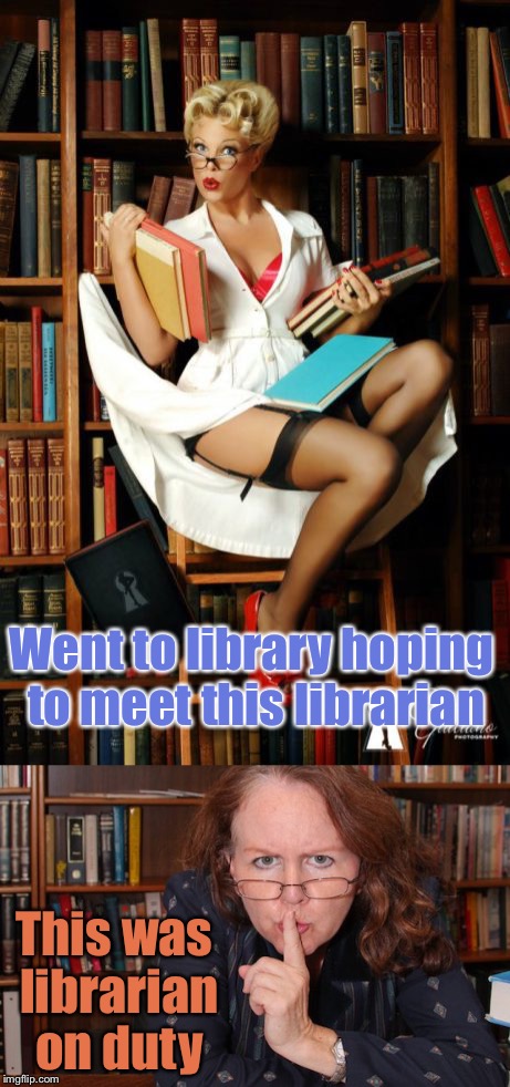 Went to library hoping to meet this librarian This was librarian on duty | made w/ Imgflip meme maker