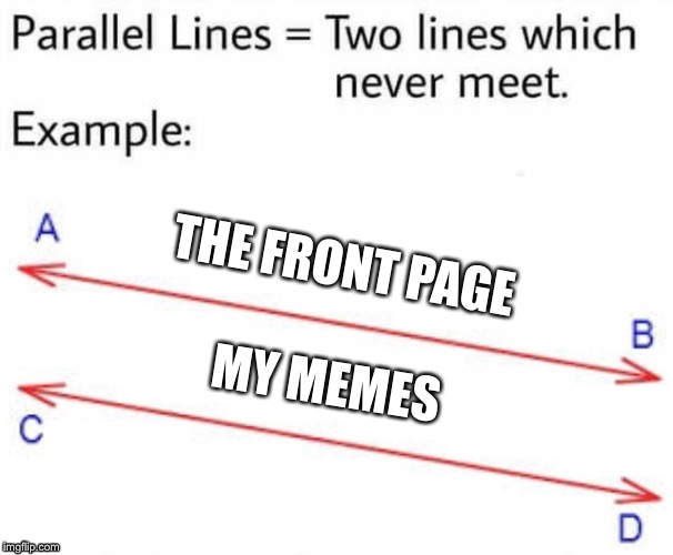 Parallel Lines | THE FRONT PAGE; MY MEMES | image tagged in parallel lines | made w/ Imgflip meme maker